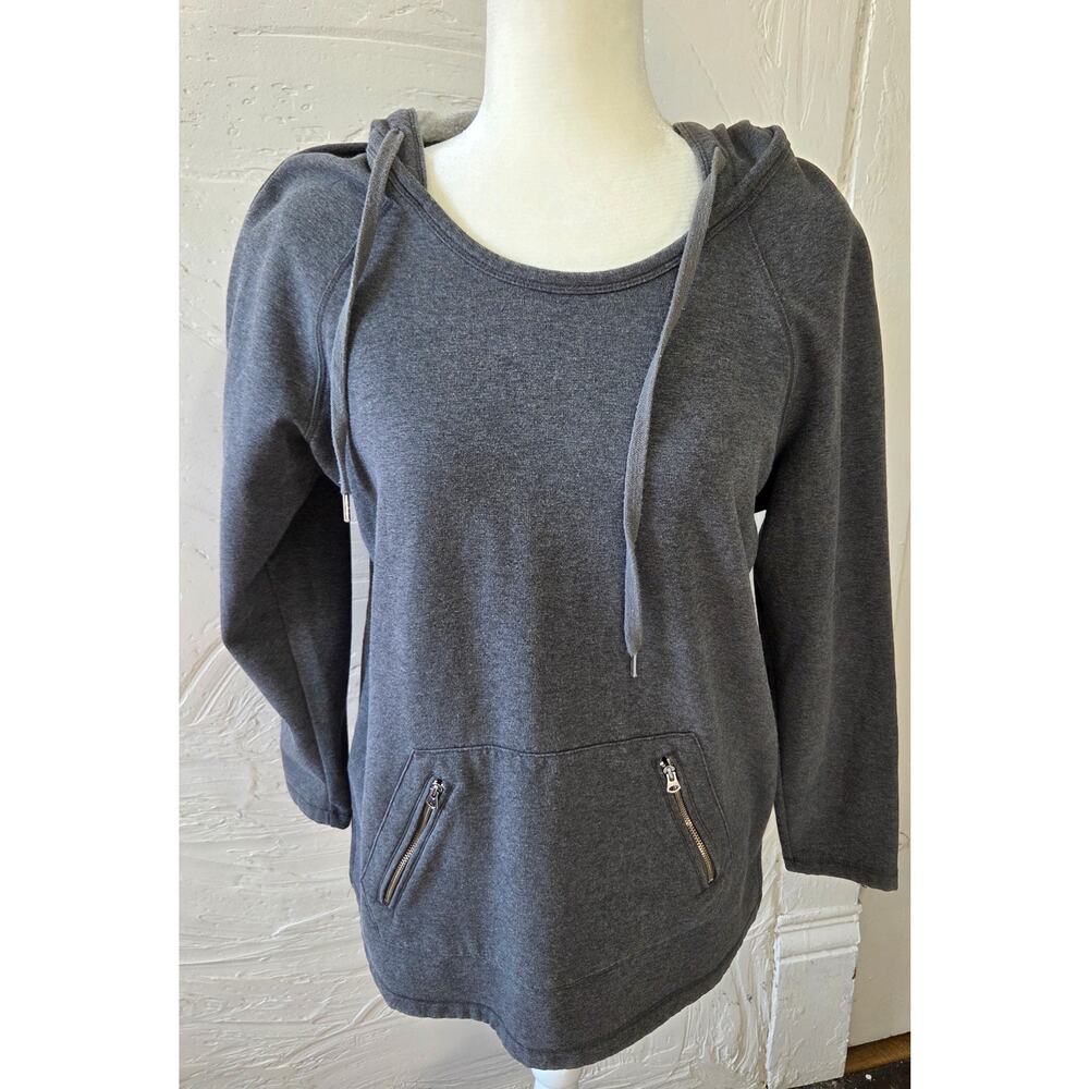 Christopher & Banks Petite Womans Grey Hooded Sweatshirt with pockets Size P/L
